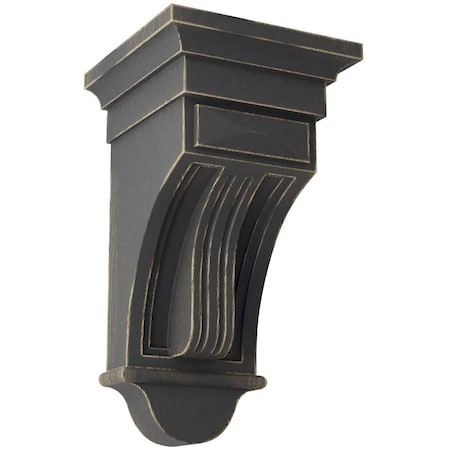 Ekena Millwork 6 1/2"W x 6 1/2"D x 12"H Raised Fluting Wood Vintage Decor Corbel, Black CORWD06X06X12RABL